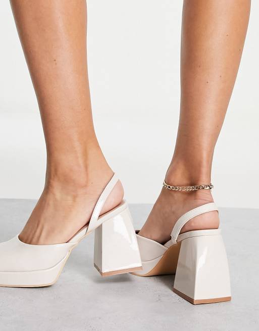 Cream sling back clearance shoes