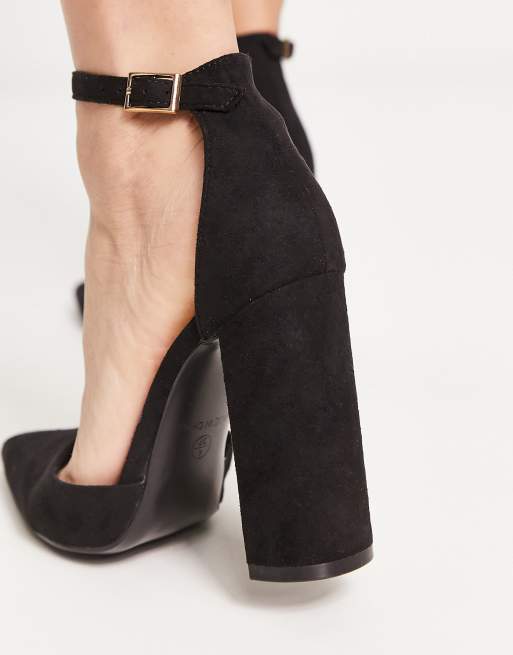 Truffle Collection block heeled pointed shoes in black, 2 of 4