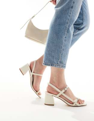 block heeled sandals in white-Neutral