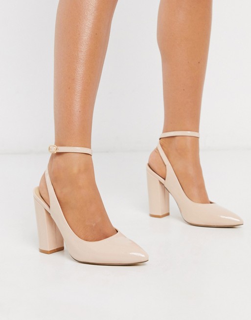 Truffle Collection pointed block heeled shoes in beige