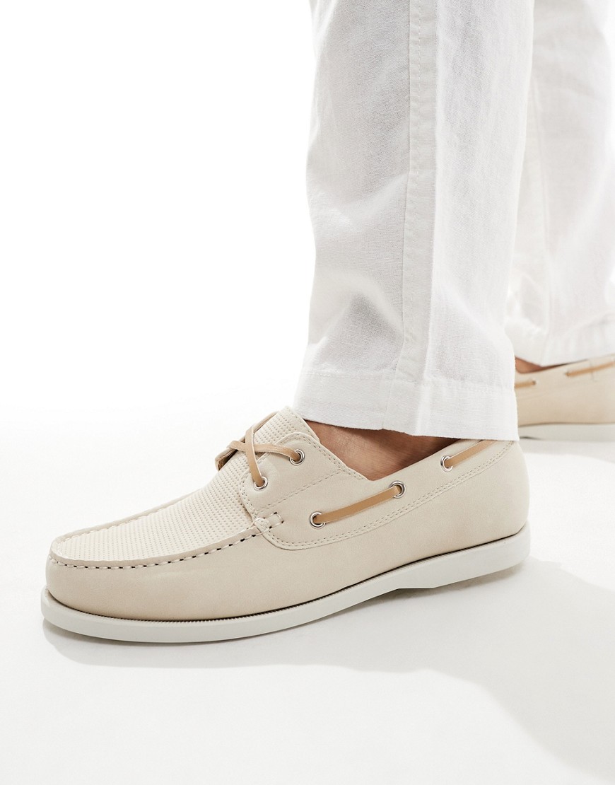 Truffle Collection Boat Shoes In Stone-neutral
