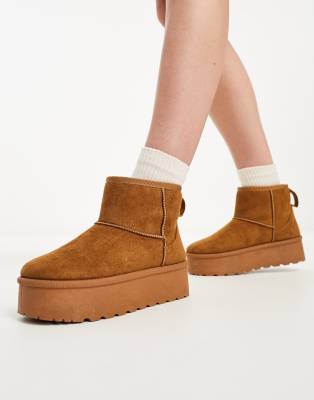 Boston Mini Bottes De Neige Pour Femme, Doublées En Peluche Chaude Bottes Dhiver Antiderapantes Pour Lexterieur 7 A Marron