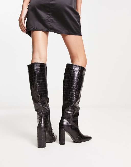 Truffle Collection Bottes montantes effet croco talon et bout