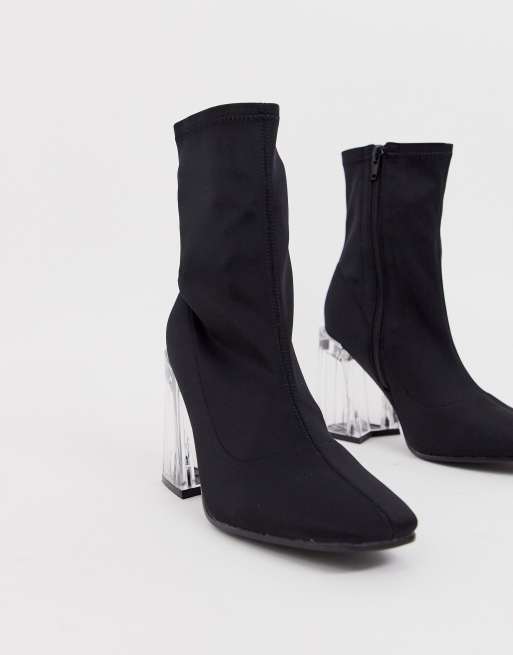 Truffle Collection Bottes souples avec talon transparent ASOS