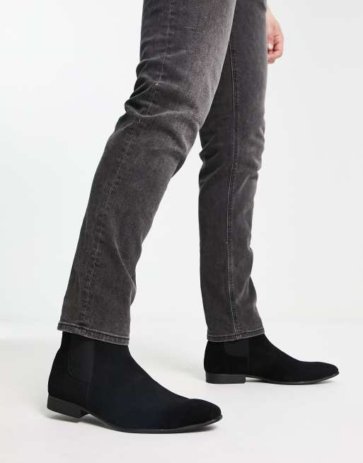 Truffle Collection - Bottines chelsea élégantes en imitation daim - Noir