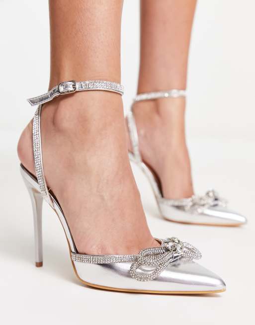 White clearance silver heels