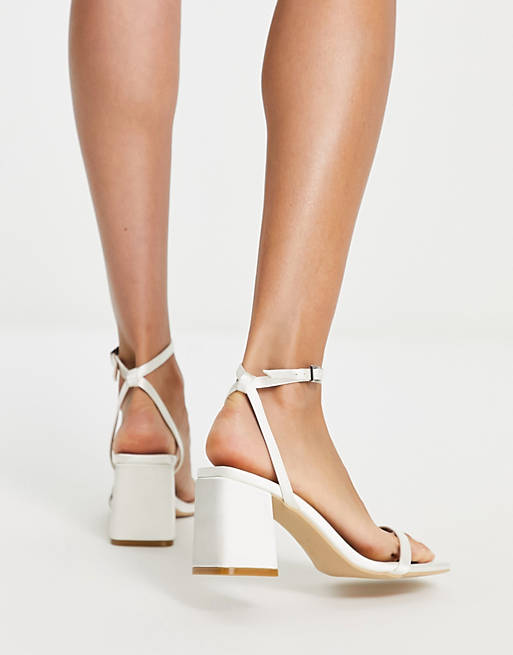 Truffle Collection Bridal Block Heel Barely There Sandals in White Womens Shoes Heels Sandal heels 