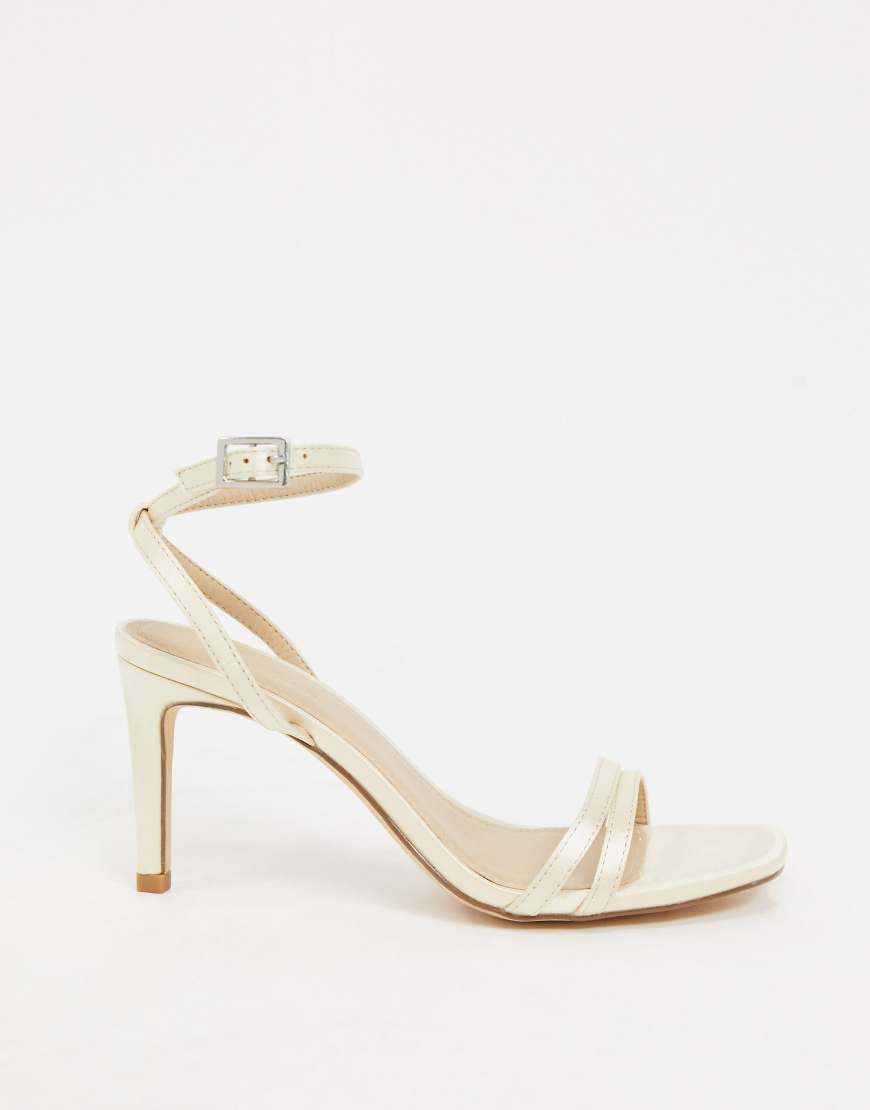 Truffle Collection bridal square toe strappy heeled sandals in ivory | ASOS