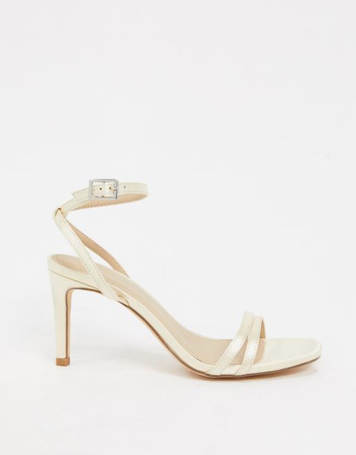 square toe strappy heels white