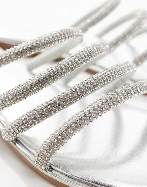 Truffle Collection - Bruidskleding - Versierde muiltjes met meerdere bandjes in zilver, 2 van 4