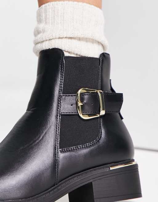 Black chelsea store boots with buckle