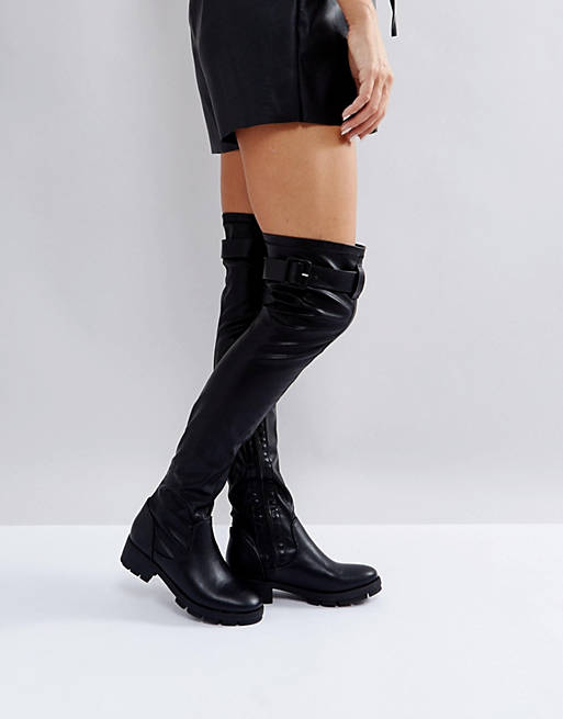 picknick schijf stroomkring Truffle Collection Buckle Trim Stretch Over Knee Boot | ASOS