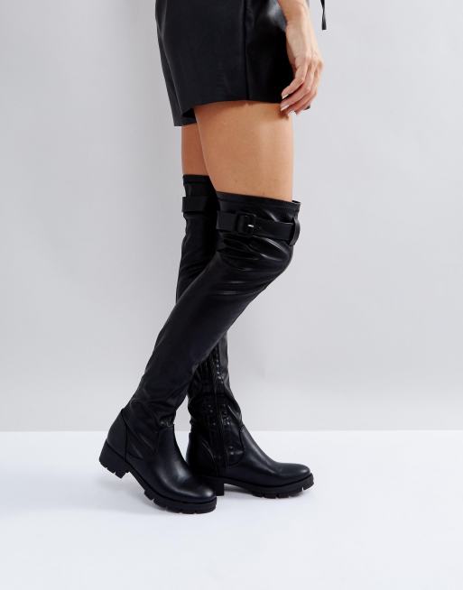 Over the store knee buckle boots