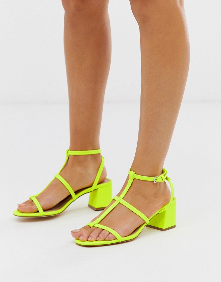 Truffle Collection caged mid heel sandals in lime-Green
