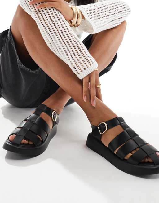 Truffle Collection caged sandals in black ASOS