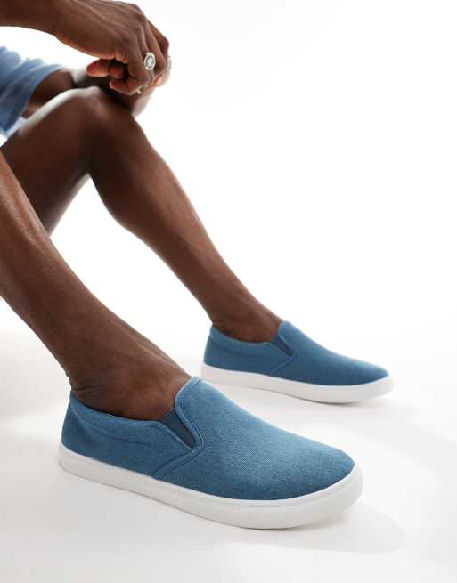 Truffle Collection - Canvas instapsneakers in denim blauw, 5 van 5