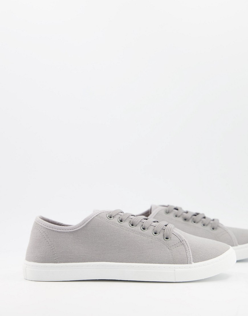 Truffle Collection canvas lace up sneakers in gray-Grey