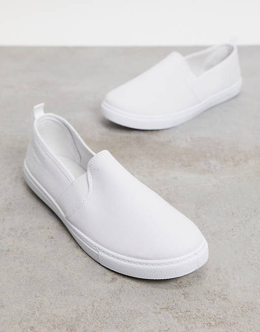 Truffle Collection canvas slim on plimsolls in white