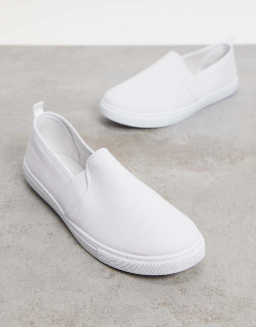 Truffle Collection canvas slip-on shoes in white