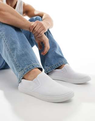 canvas slip on sneakers in white