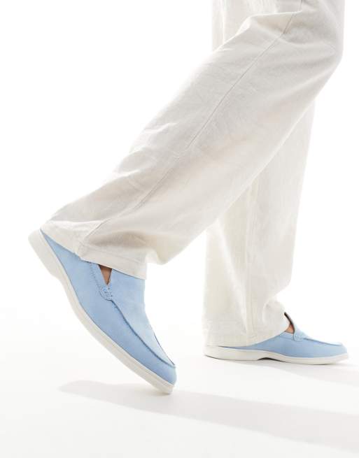 Truffle Collection casual faux suede loafers in light blue