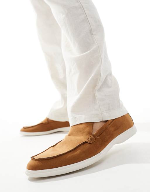 Truffle Collection casual faux suede loafers in tan