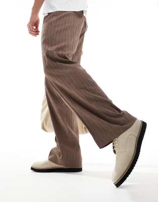 Truffle Collection Truffle Collection casual lace up shoes in stone suede-Neutral