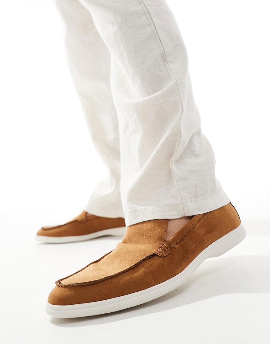 Truffle Collection Casual Suede Loafers In Tan-brown