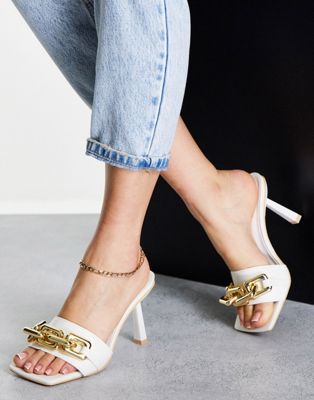Truffle Collection chain mules in white
