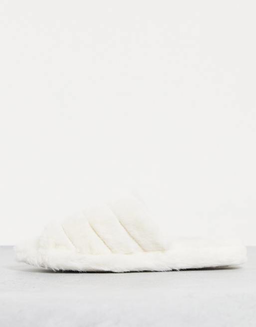 Truffle Collection - Chaussons duveteux à bout ouvert - Crème