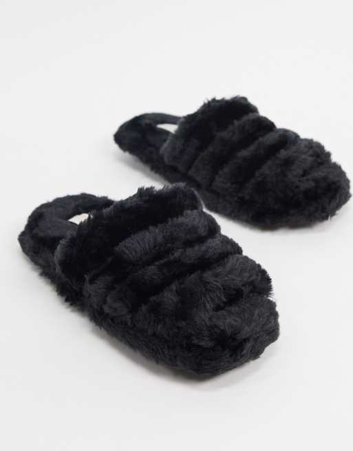 Truffle Collection - Chaussons en fausse fourrure - Noir
