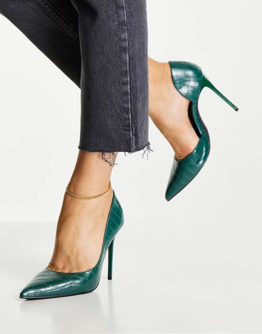 Truffle Collection - Chaussures à talon aiguille et bout pointu - Serpent vert