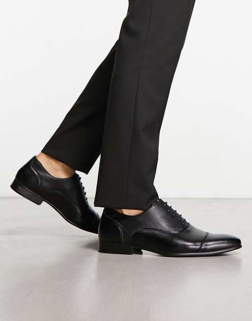 Truffle Collection - Chaussures Oxford embossées à lacets en matériaux mélangés - Noir