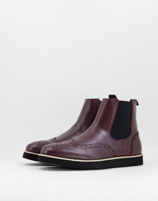 Truffle Collection chelsea boots in burgundy faux leather