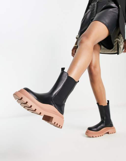 Truffle Collection Chelsea boots met contrasterende dikke zool