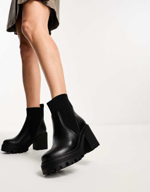Truffle Collection - Chelsea boots met dikke zool en hak in zwart