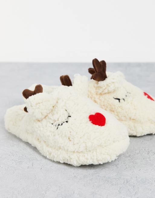 Ladies best sale reindeer slippers