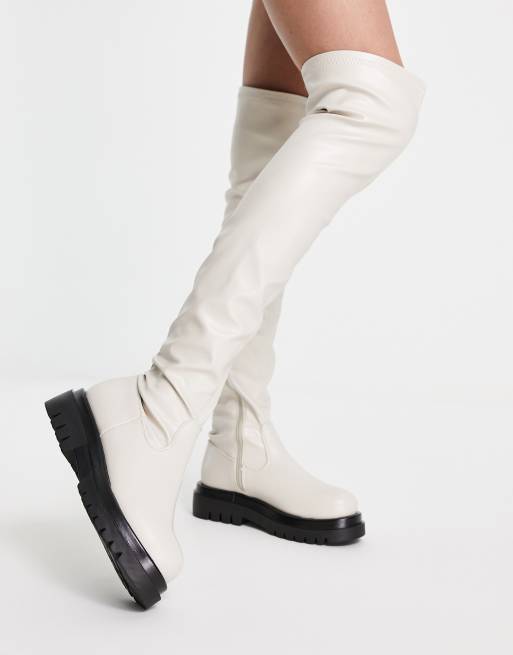 Cream thigh hot sale high boots