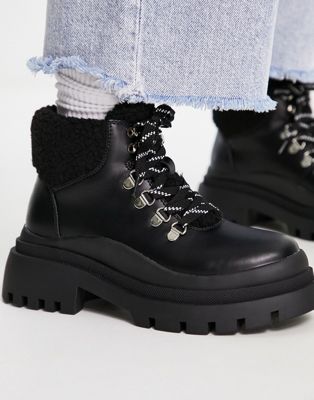  chunky borg lined hiker boots in biker