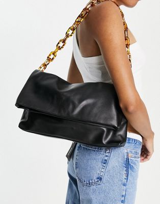 Truffle Collection chunky chain detail shoulder bag in black