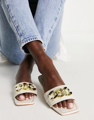 Truffle Collection chunky chain slide in cream