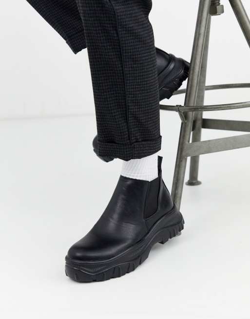 Truffle Collection chunky chelsea boot in black