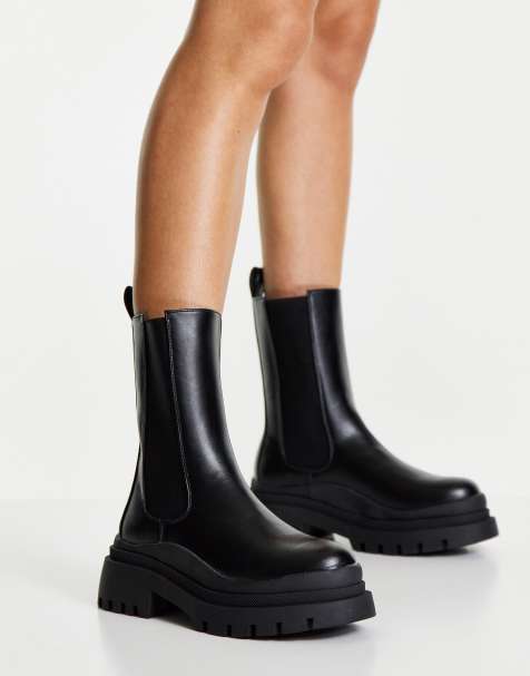 Truffle Collection chunky chelsea boots in black - view 1