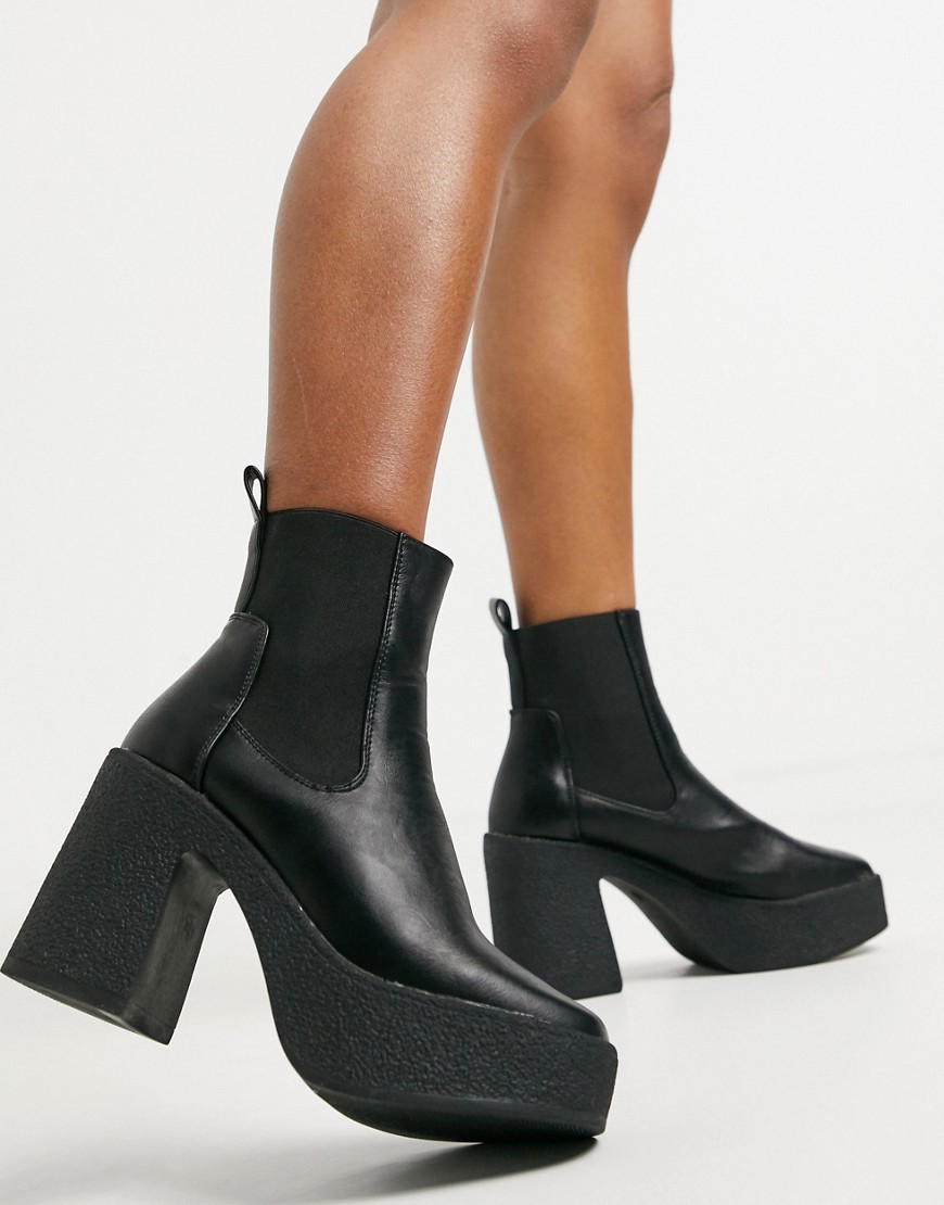 Truffle Collection chunky chelsea heeled ankle boots in black