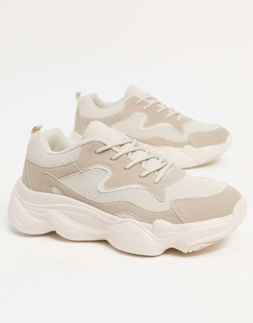 Truffle Collection chunky dad trainers in beige | ASOS