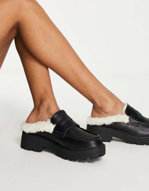 Fur lined cheap loafers womens