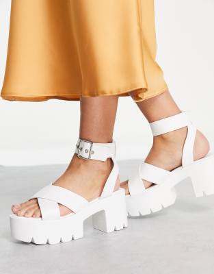 white chunky flatforms