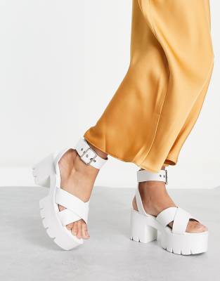 white chunky flatforms