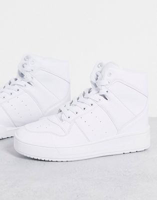 Truffle Collection chunky flatform hi-top trainers in white
