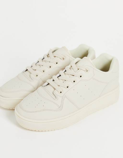 beige flatform trainers